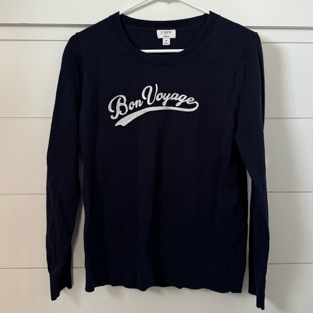 J. Crew Navy Bon Voyage Knit Top, Women’s M
